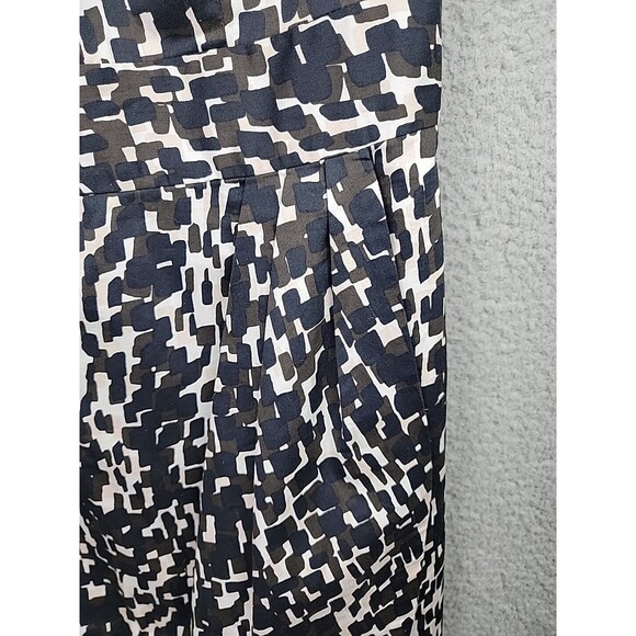 Ann Taylor Dress Womens 8 Black Brown Cream Geometric V-Neck Corpcore Siren - Picture 4 of 16
